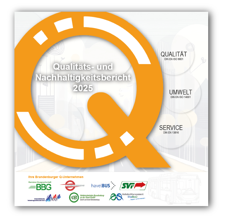 Es ist das Deckblatt des Qualität- und Nachhaltigkeitsberichts 2025. Man sieht ein großes goldenes Q.